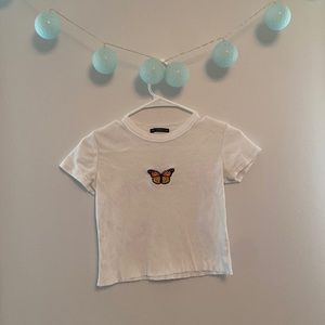 Brandy Melville Helen Butterfly Graphic Crop Top